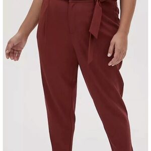 NWT Torrid 24 rust brown red paper bag waist tie slacks pants
